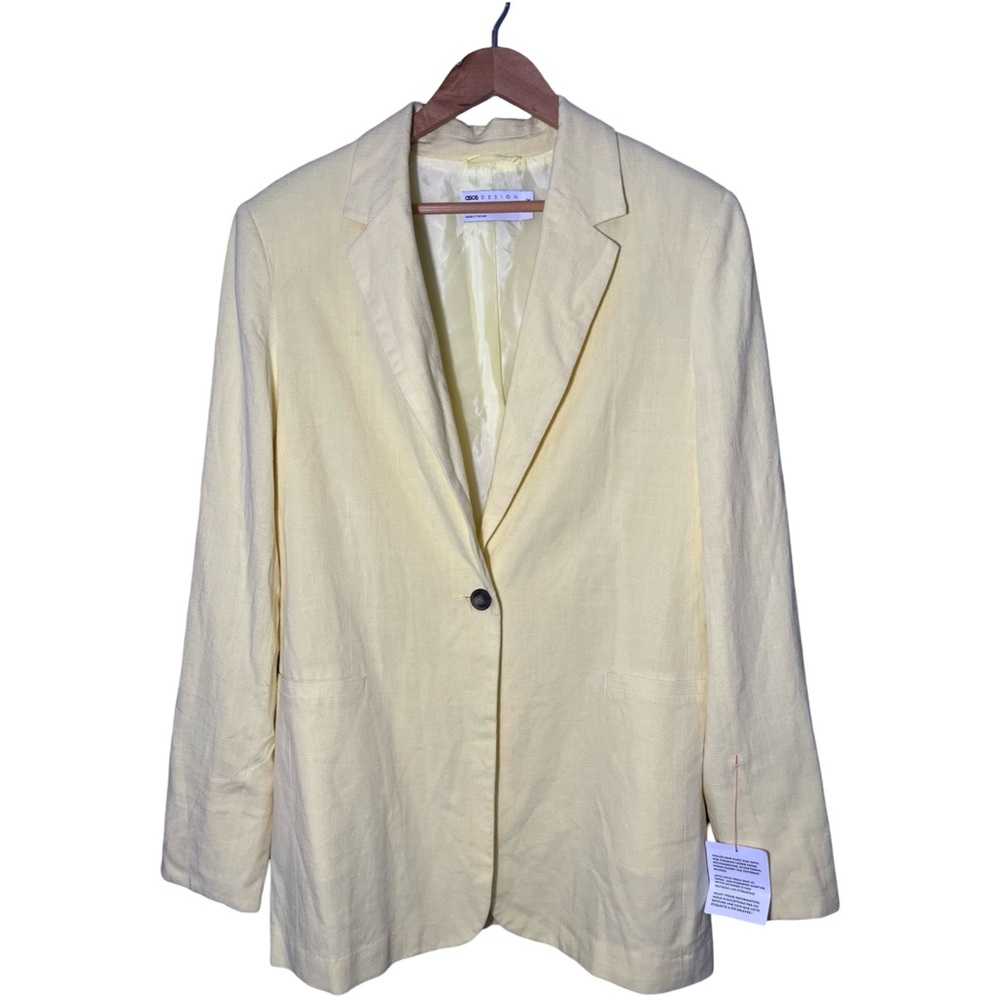NWT ASOS Design Tall Suit Blazer with Linen in Lemon size 8T (Fits likea US 12) - Picture 5 of 10